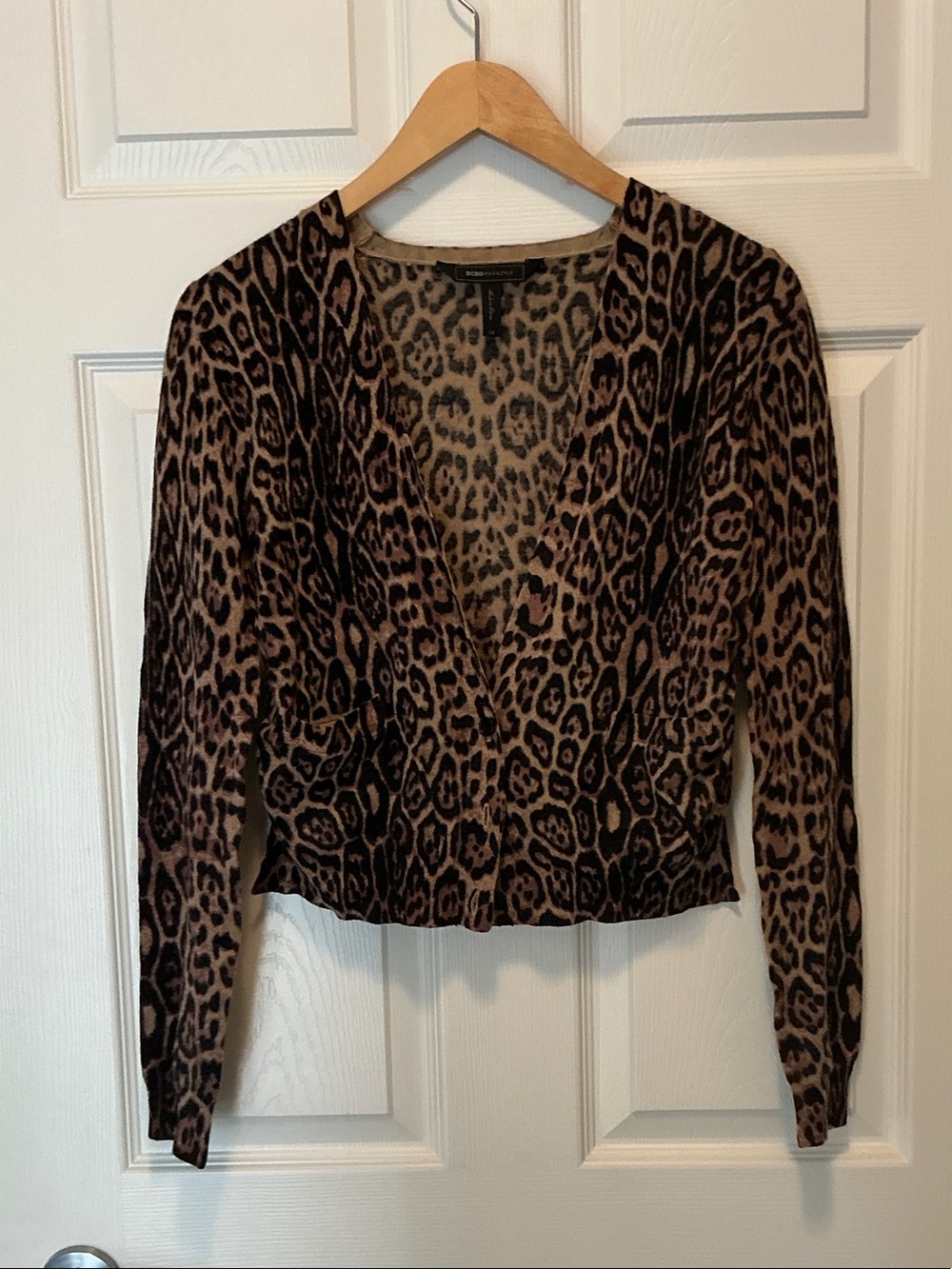 Animal print wool blend sweater